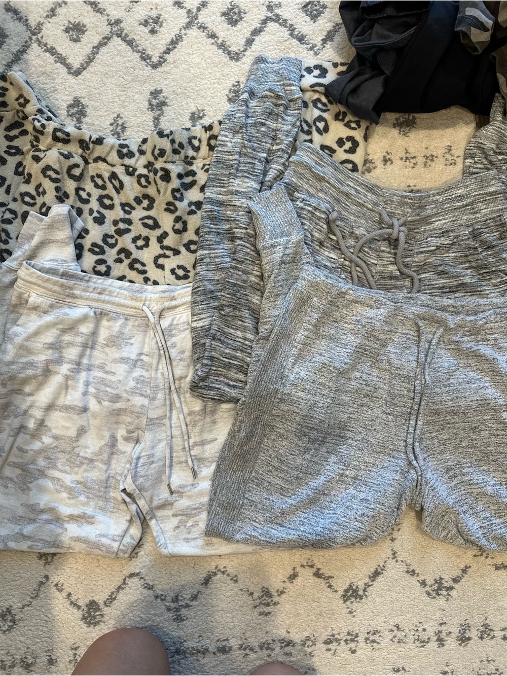 Bundle of 4 Women’s Gray Pajama Joggers. Size Small and Large
